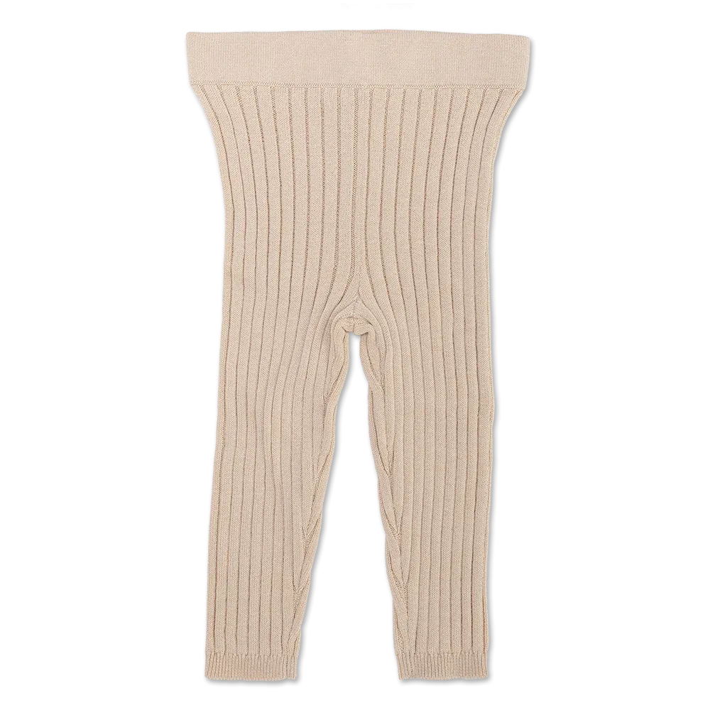 Organic Ribbed Essential Leggings - Pebble