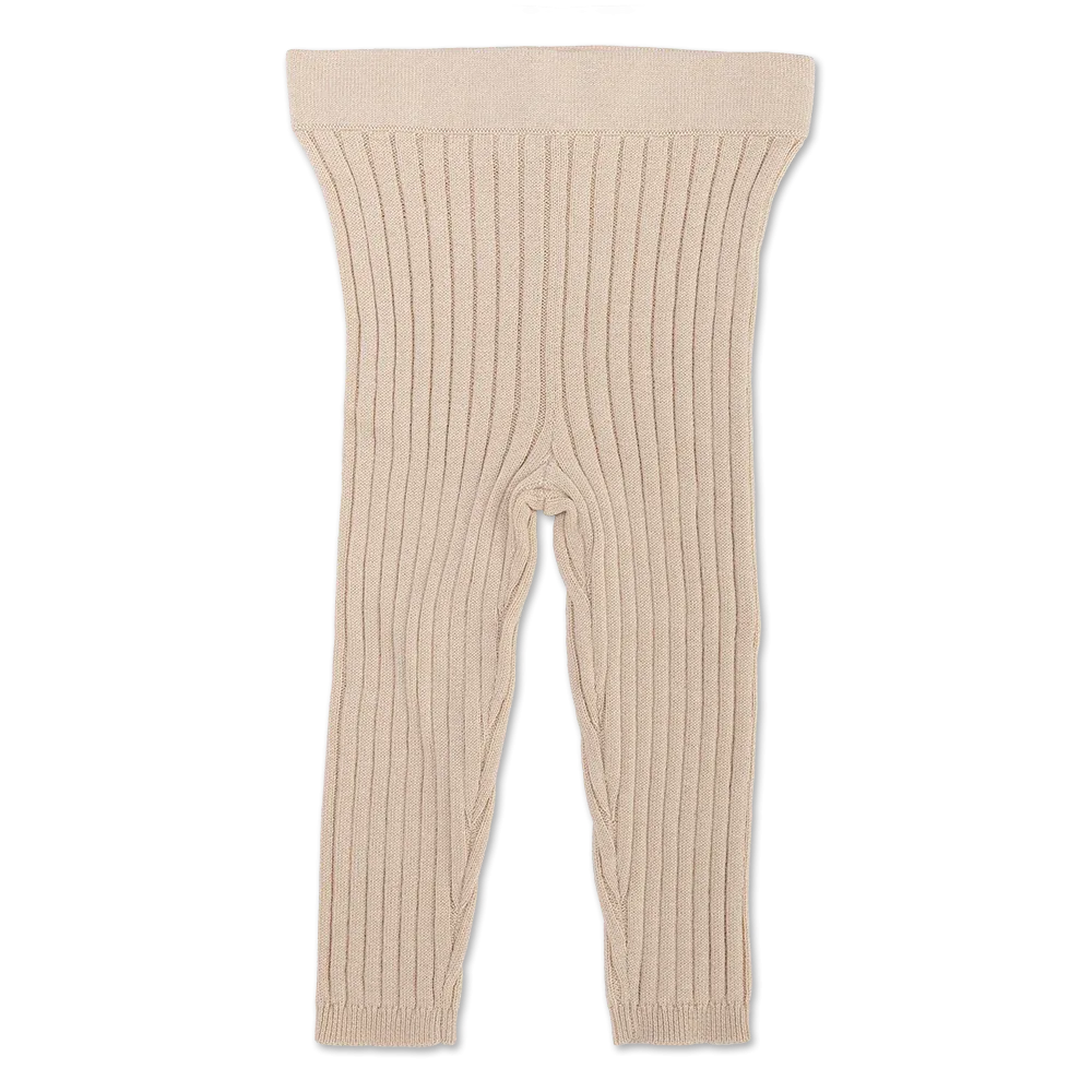 Organic Ribbed Essential Leggings - Pebble
