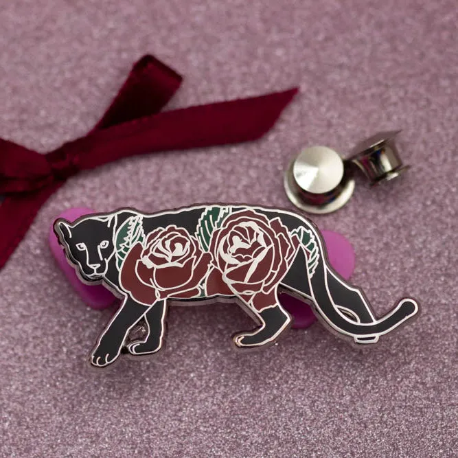 Panther with Blooms pin