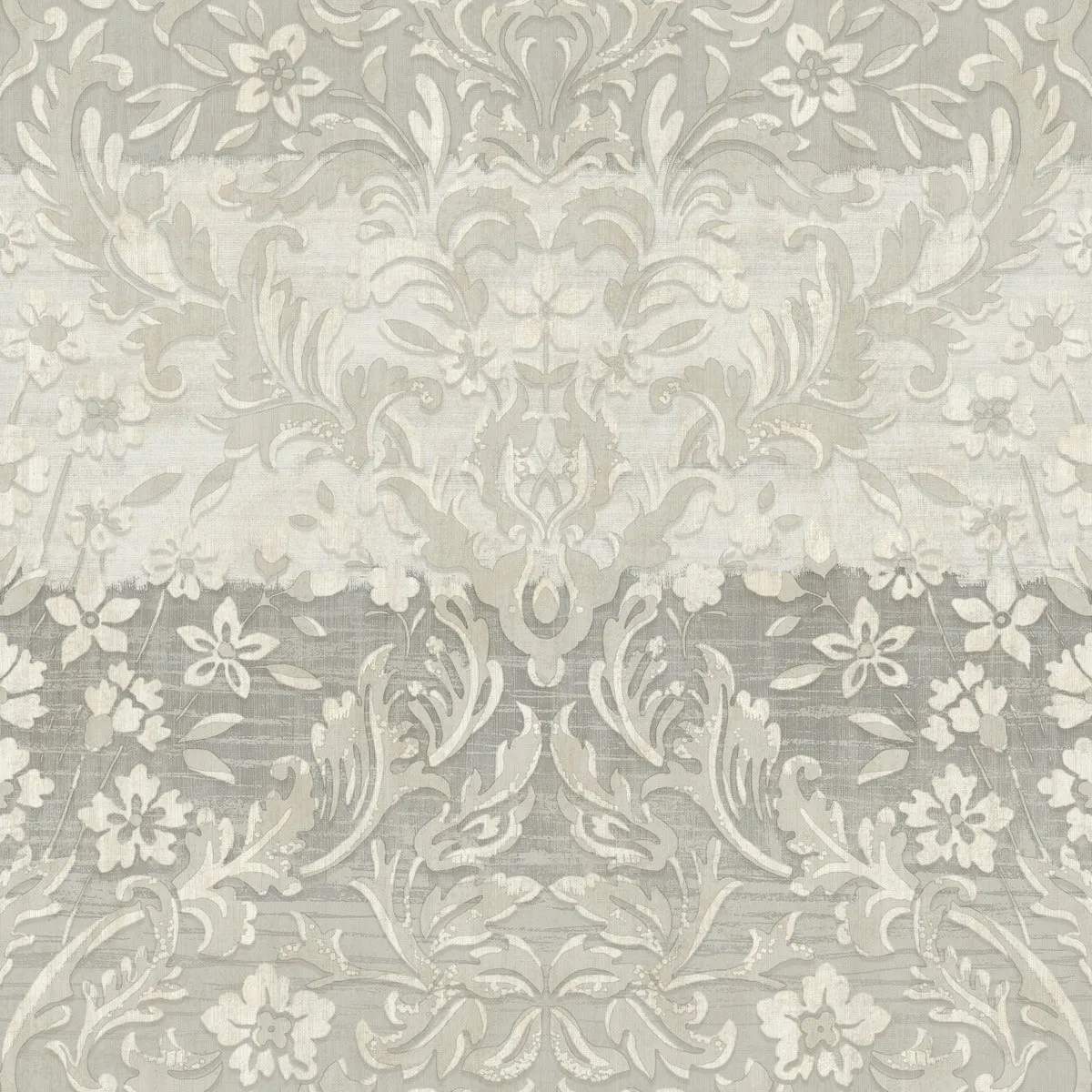 Patina Vie Zara Damask Wallpaper - Grey
