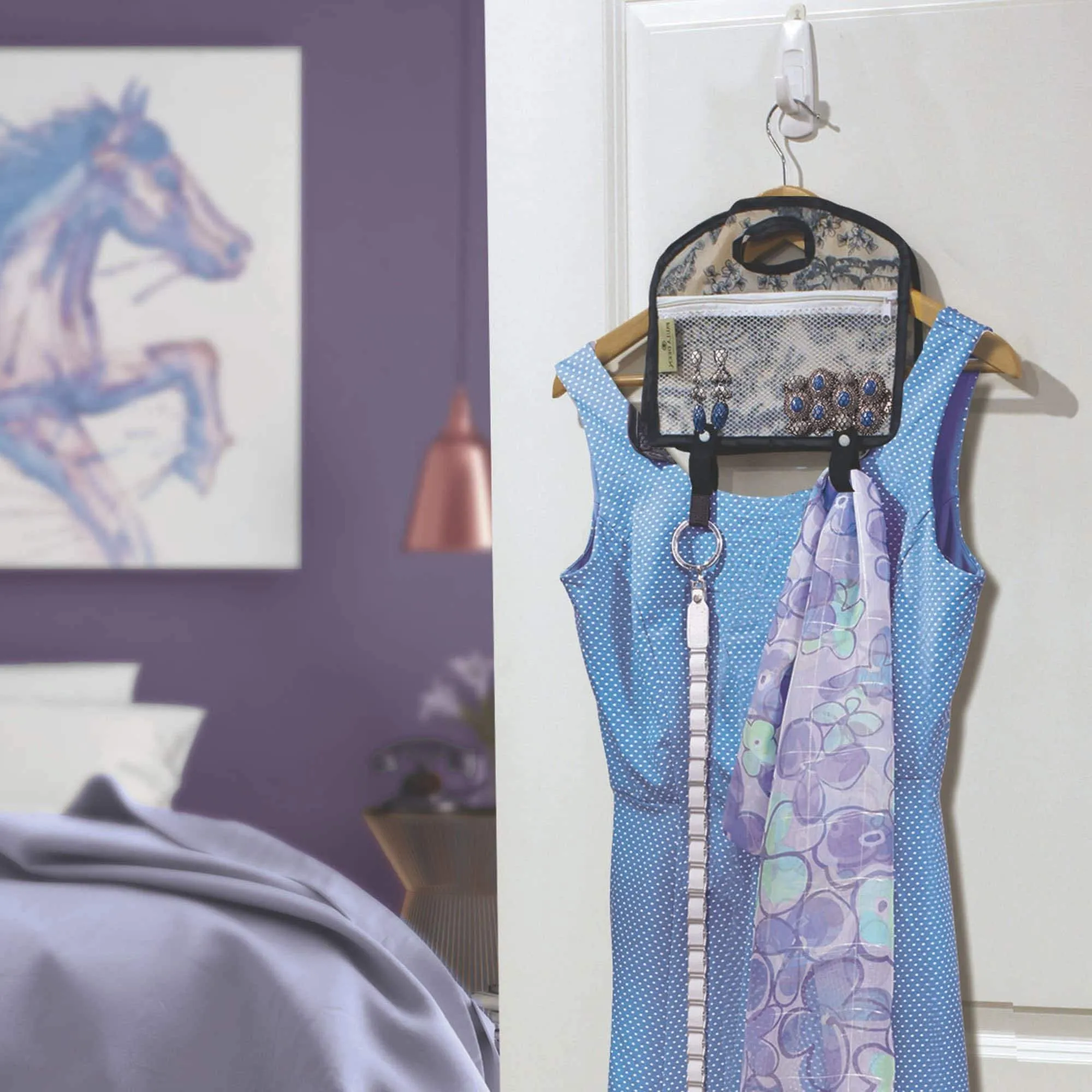 Paula Deen Hanger Pocket Organizer & Storage, Hanging Accessory Holder Fits All of Your Outfit Accessories - Organize Daily Clothing and Wardrobe - Coordinating a Scarf, Handbag, Jewelry and Clothing