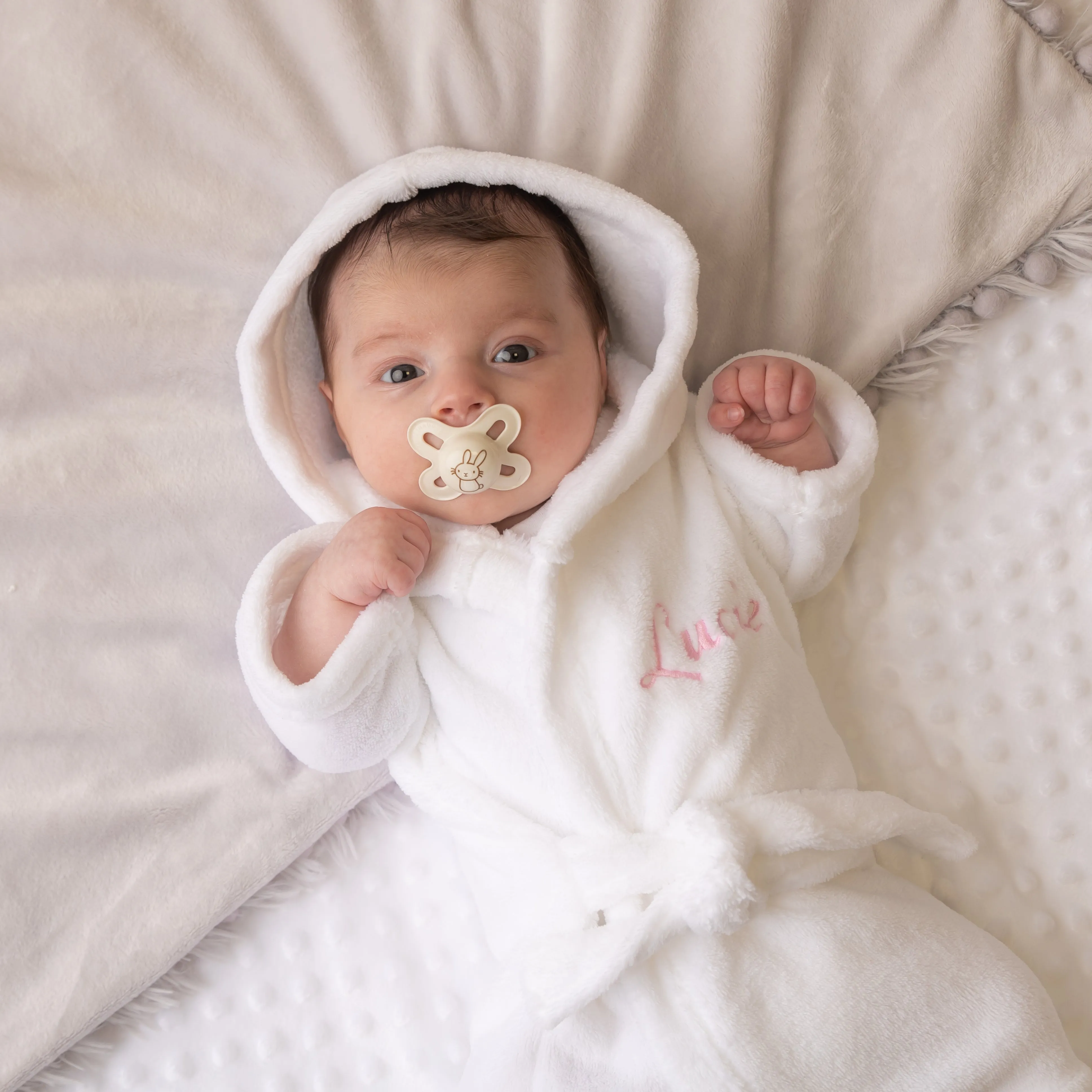 Personalised Super Soft Dressing Gown - White