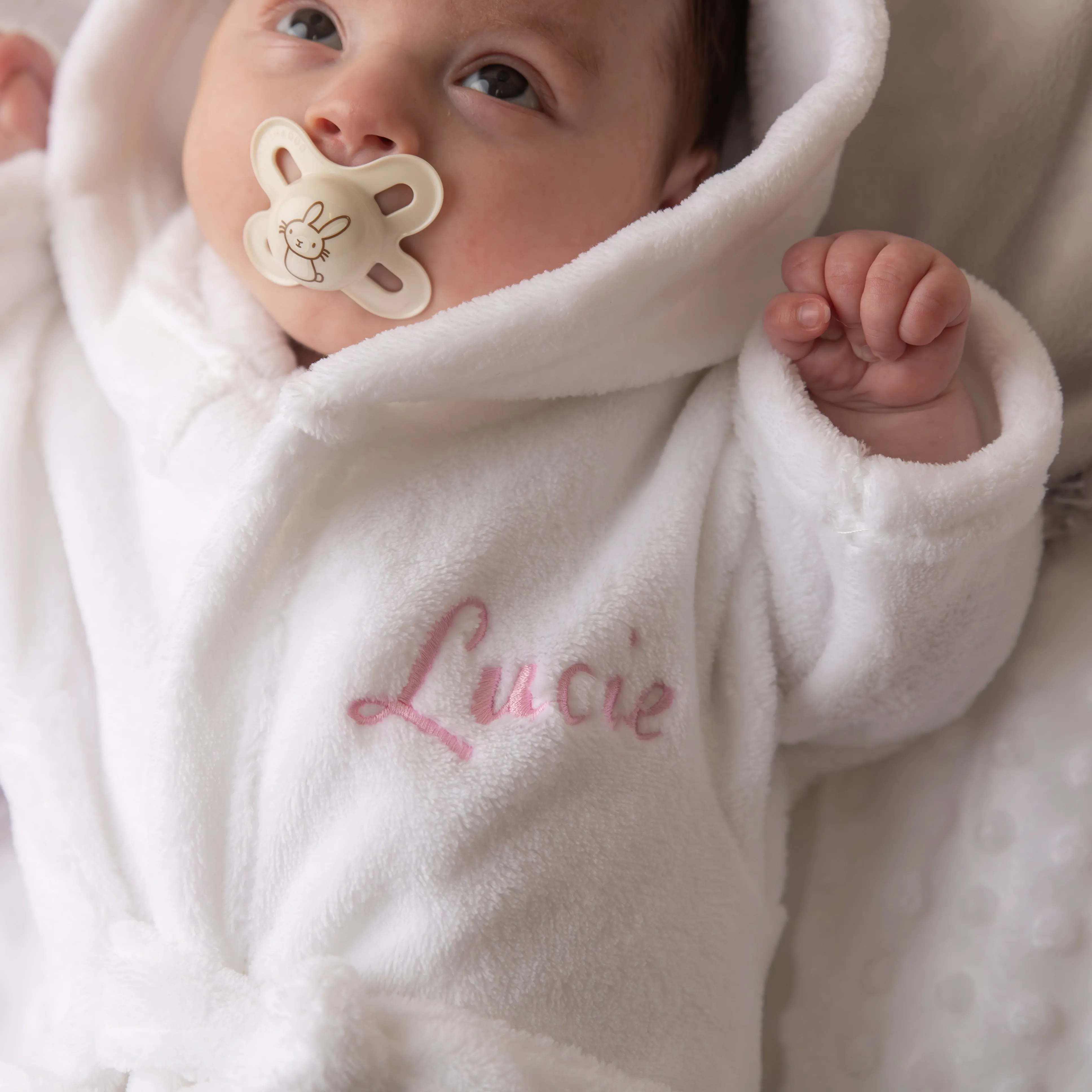 Personalised Super Soft Dressing Gown - White
