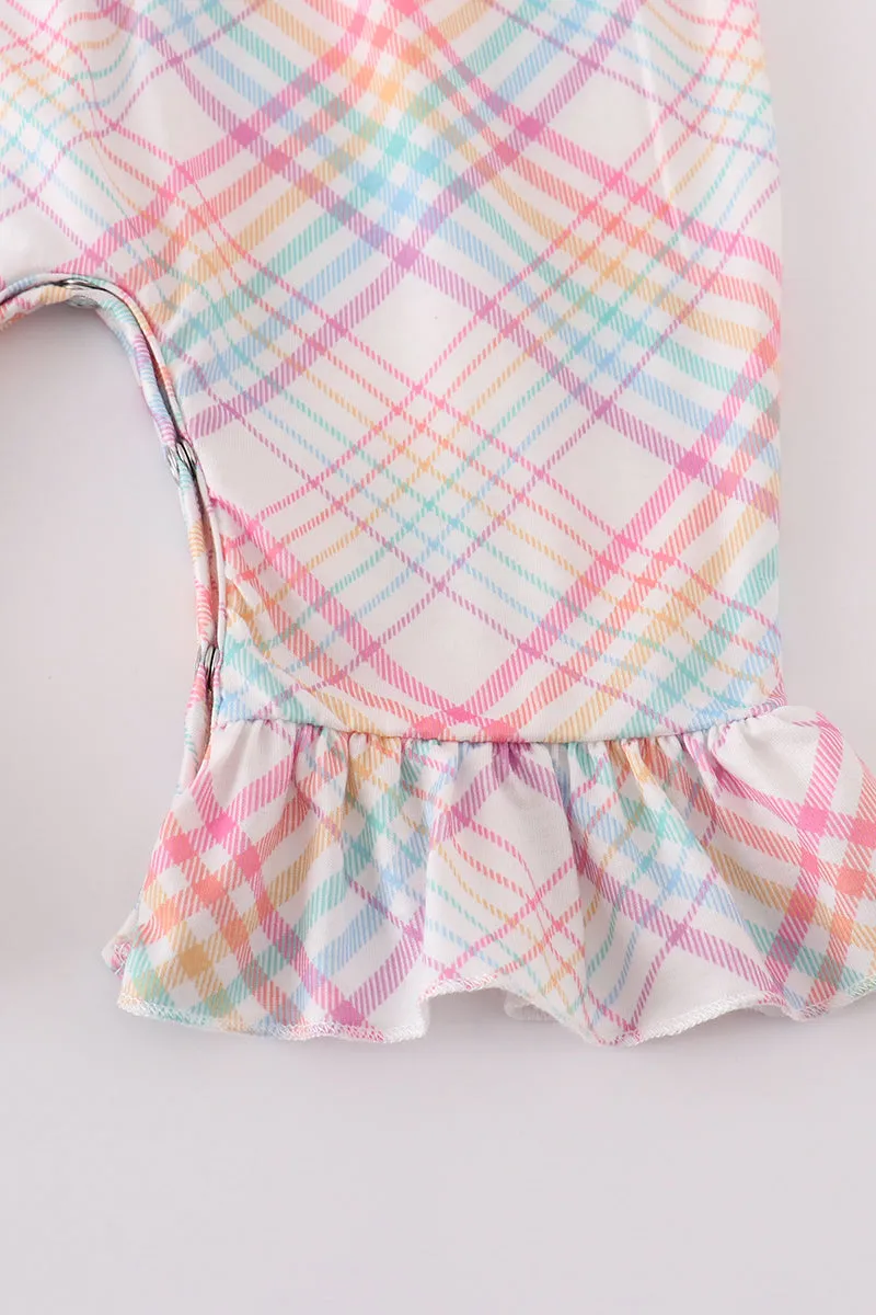 Pink Farm Animals Embroidery Girl Romper
