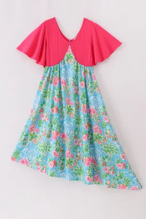 Pink Floral Character Print Mom Dress