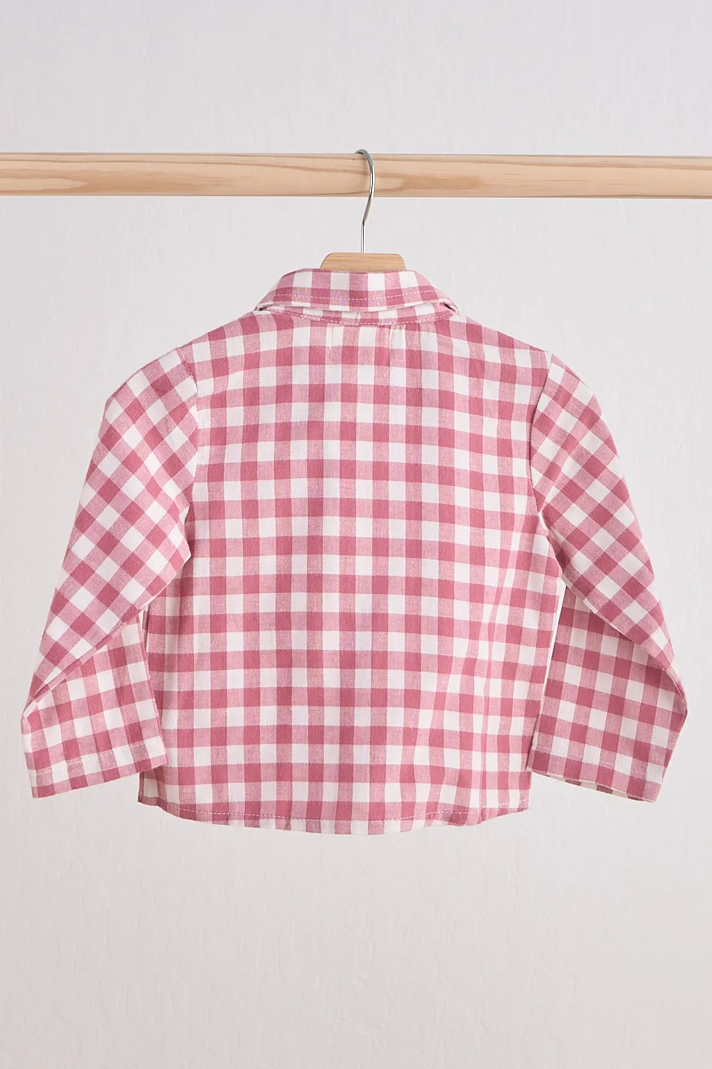 Pink Gingham Boy Flannel Button Down Shirt