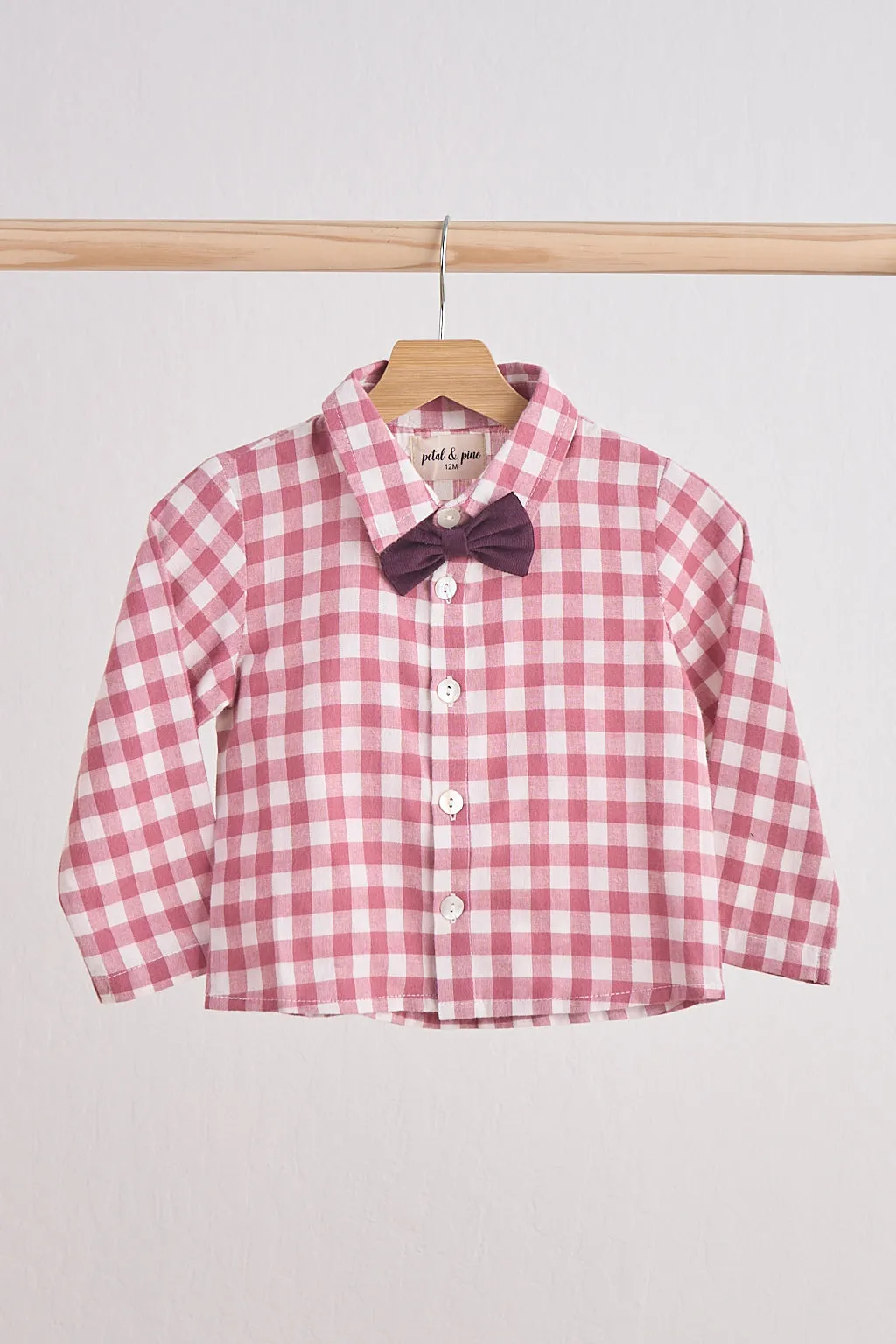 Pink Gingham Boy Flannel Button Down Shirt