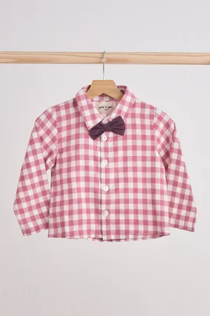 Pink Gingham Boy Flannel Button Down Shirt