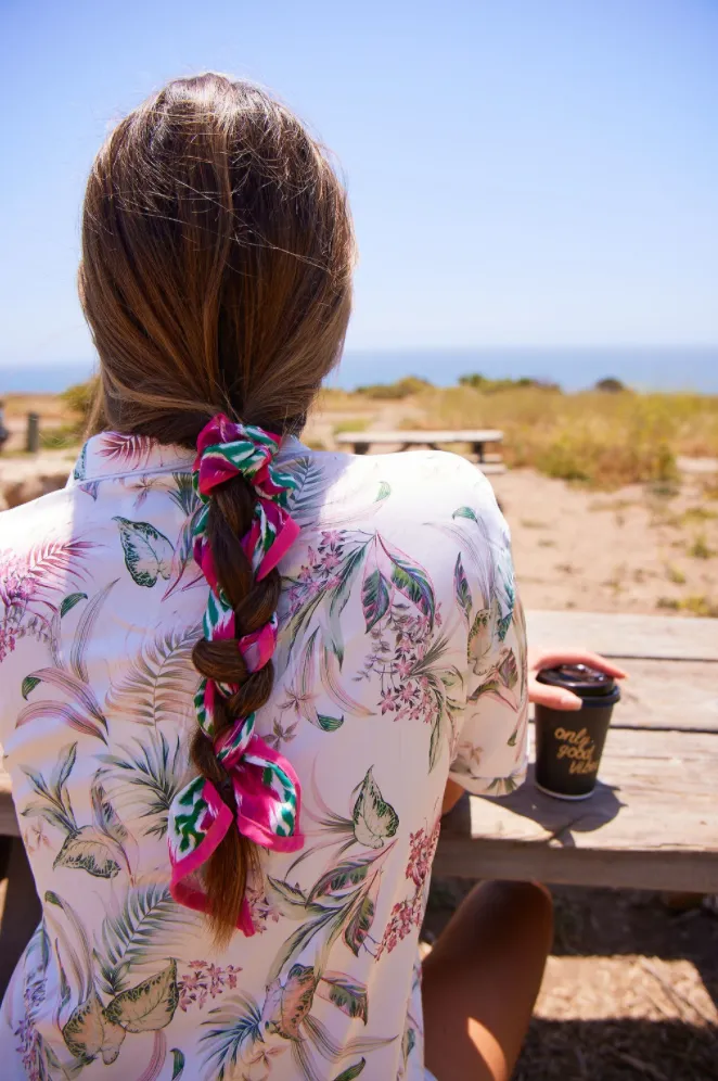 Pink Ikat Scrunchie Scarf