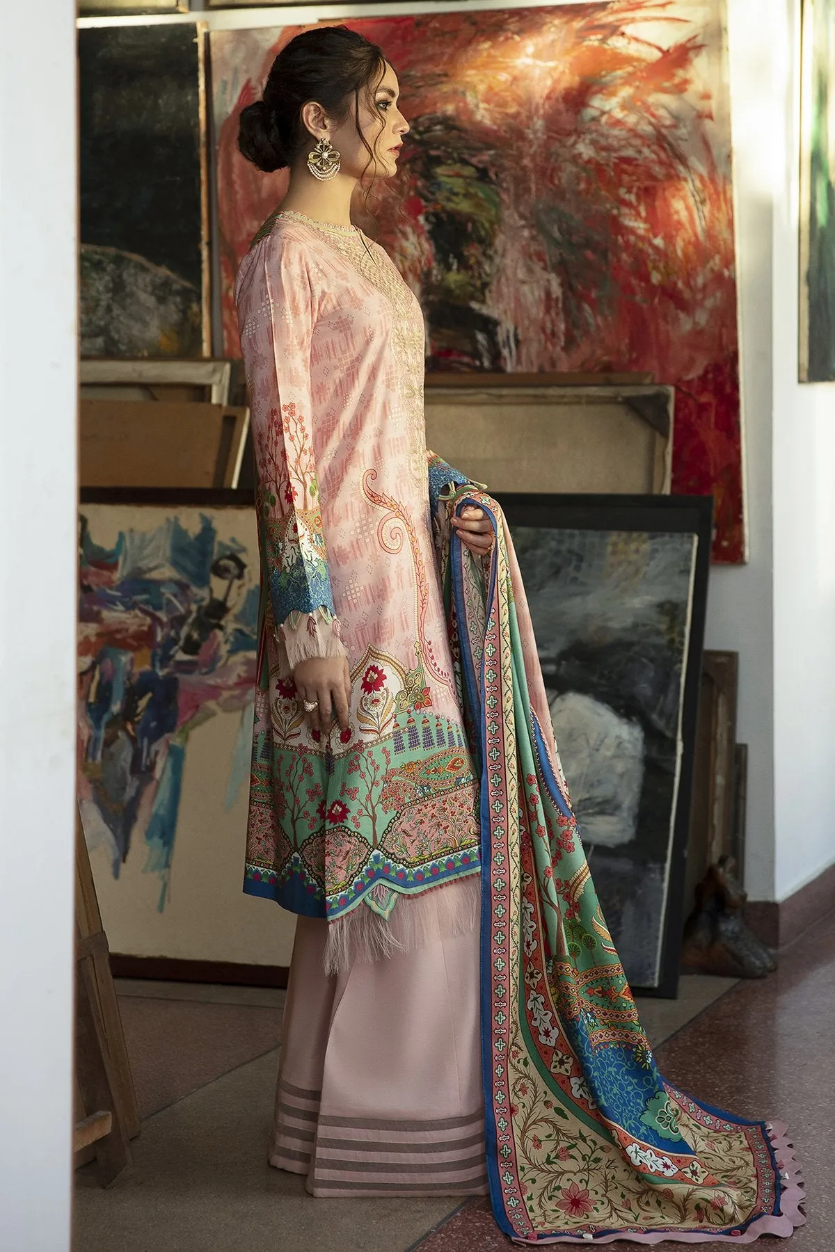 PINK ISLAND | Jazmin Iris Winter Collection 2021 | Unstitched Embroidered Viscose Slub Khaddar Suit