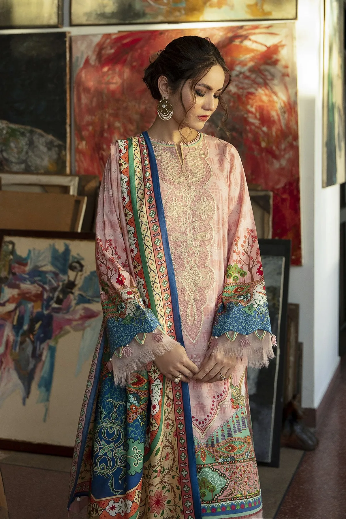 PINK ISLAND | Jazmin Iris Winter Collection 2021 | Unstitched Embroidered Viscose Slub Khaddar Suit