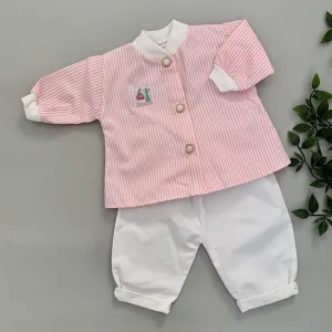 Pink Nautical Inspired Striped Baby Set