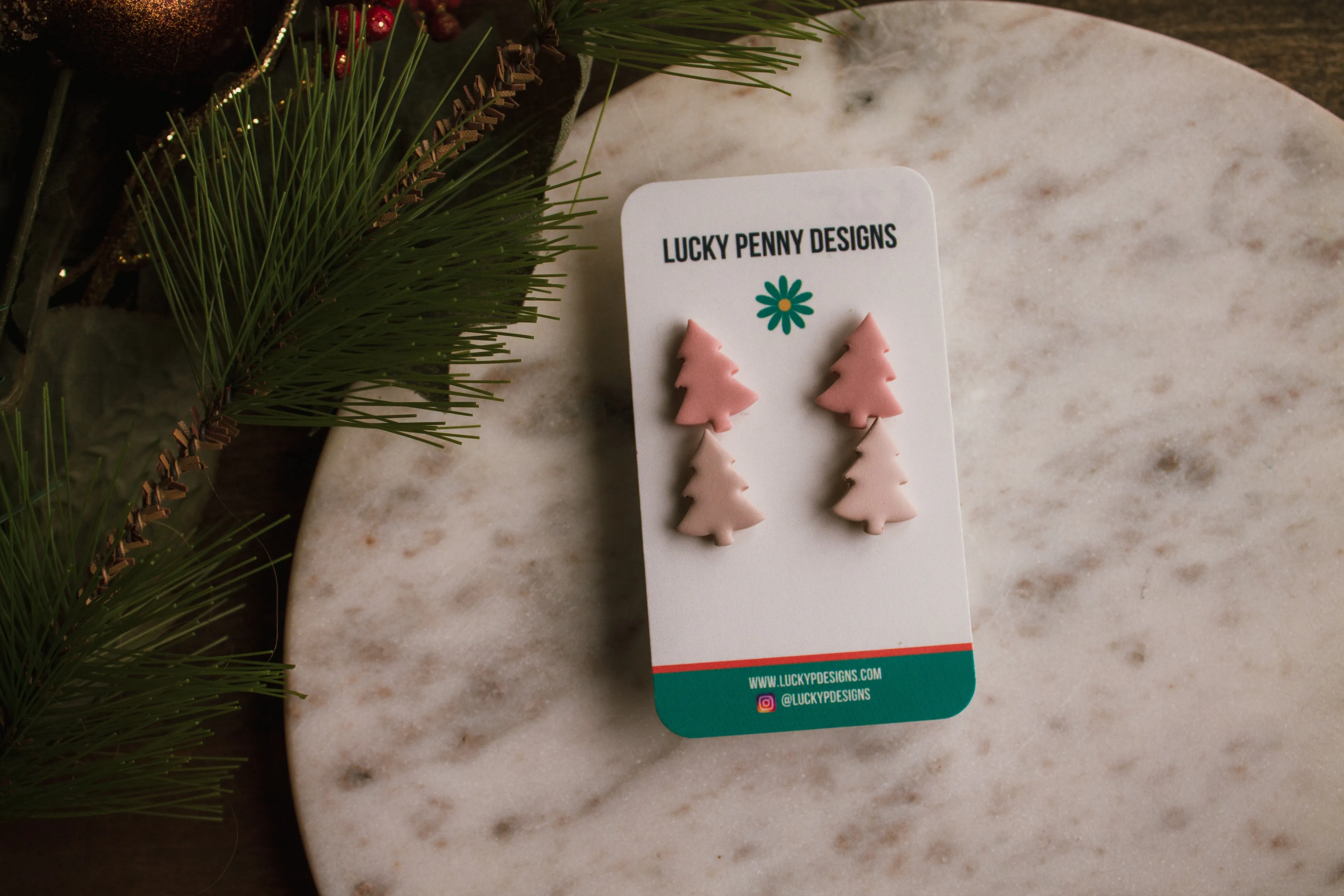 Pink or Neutral Christmas Tree Studs
