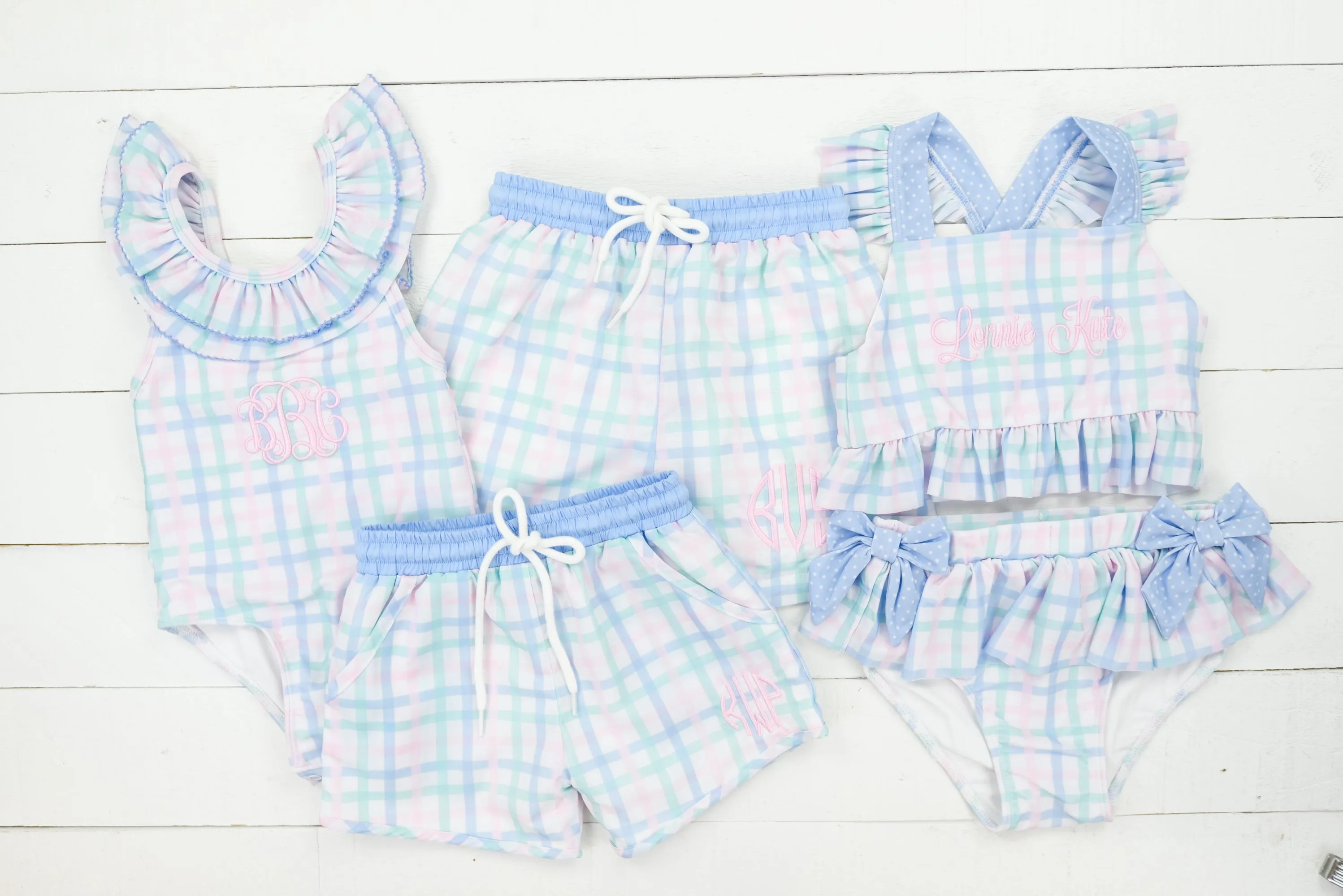 Plaid Two Piece Girls Swimsuit