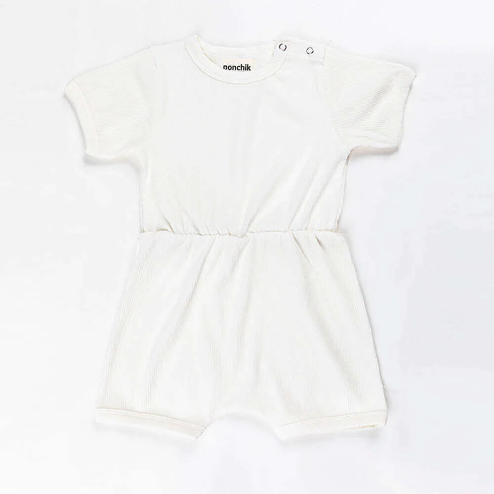 Ponchik Babies   Kids - Ribbed Cotton Romper - Daisy