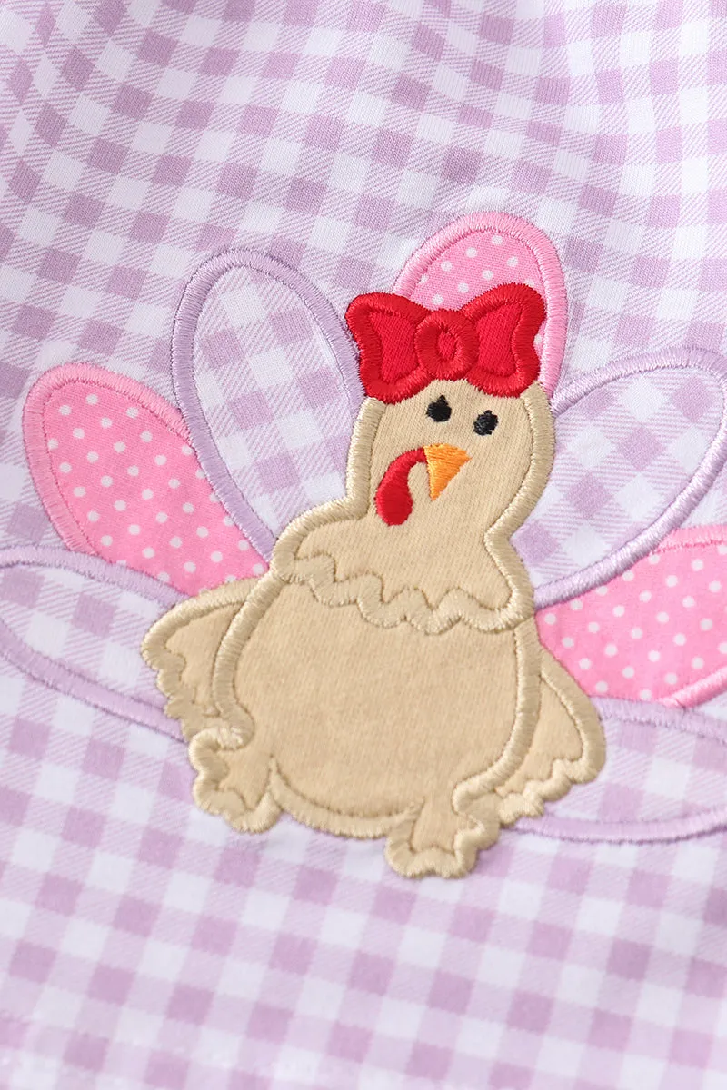 Premium Purple Turkey Applique Girl Pants Set