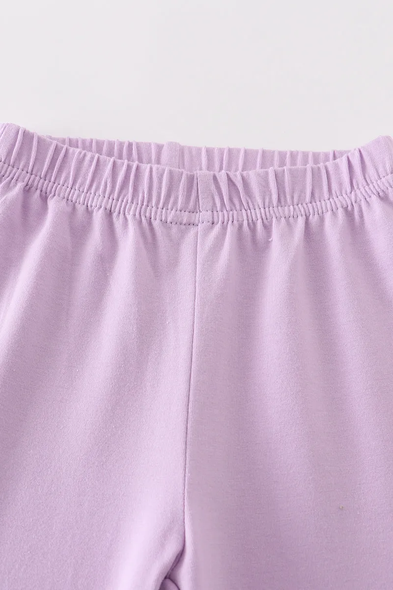 Premium Purple Turkey Applique Girl Pants Set