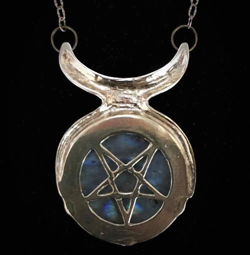 Priestess Necklace :: Brass :: Faceted Labradorite