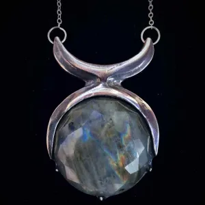 Priestess Necklace :: Sterling Silver:: Faceted Labradorite