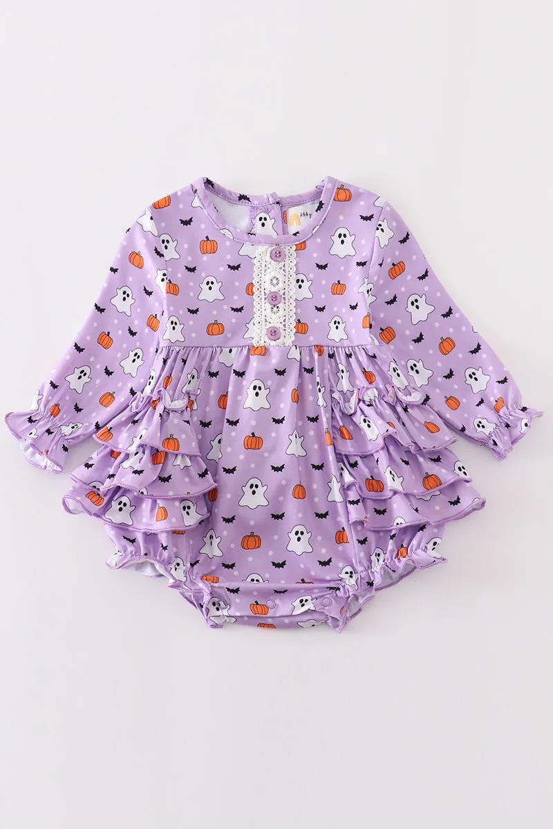 Purple Halloween Print Girl Bubble