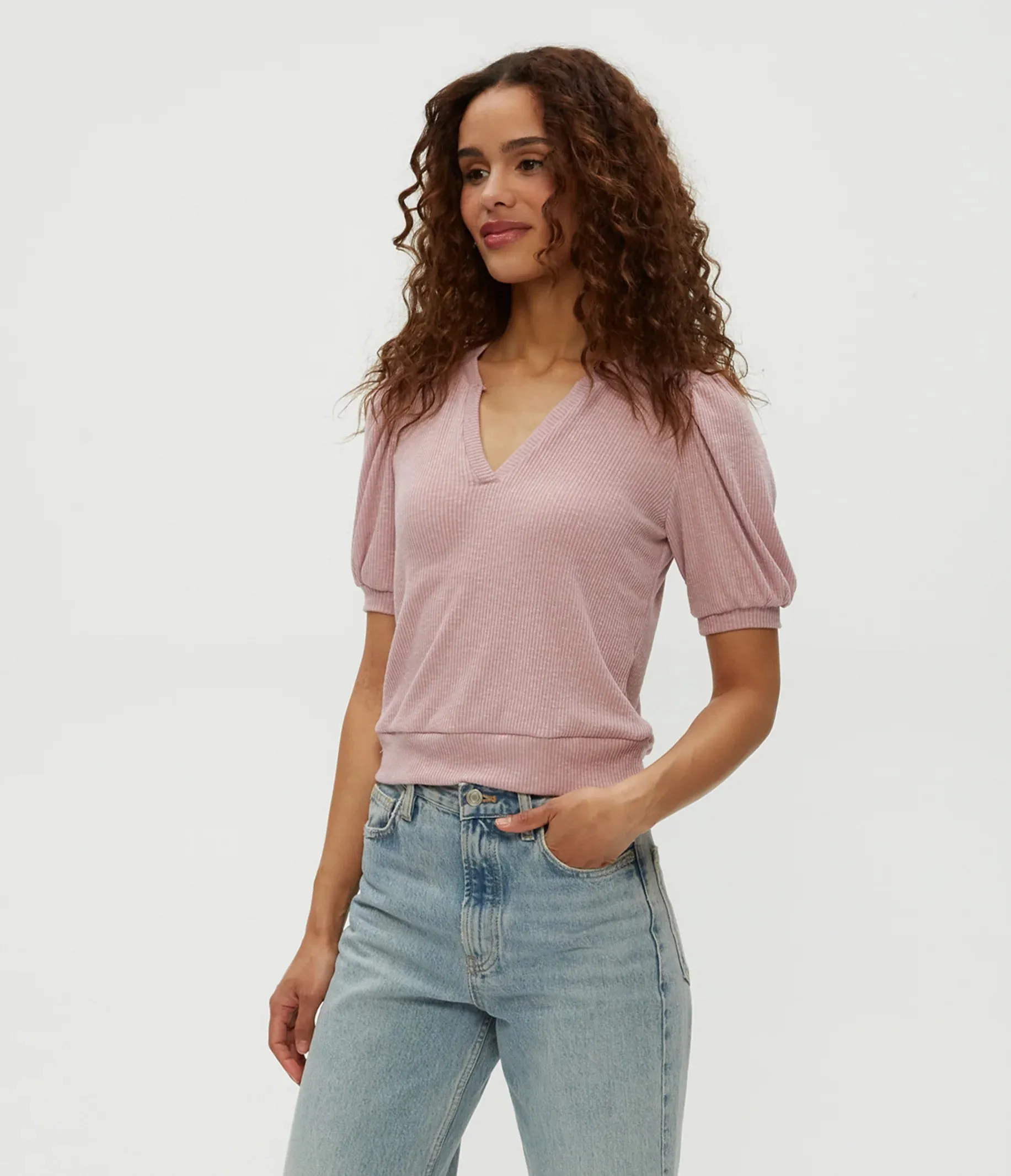 Quinn Puff Sleeve Ribbed Top