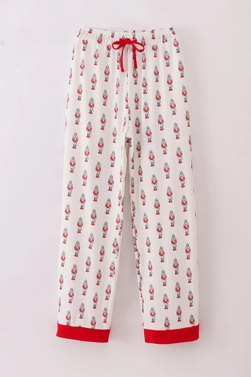 Red Nutcracker Print Men Pajamas Pants