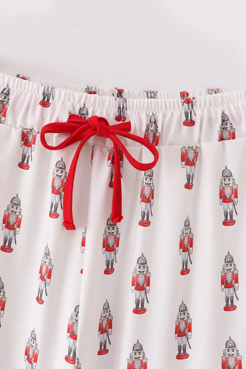 Red Nutcracker Print Men Pajamas Pants