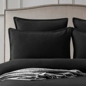 Renee Taylor Chevron Jacquard Quilt Cover Set Black