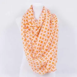 Retro Copper Cash Print Voile Shawl Wrap Scarf - Luminous Bright Orange