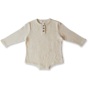 Ribbed Button Bodysuit - Milk