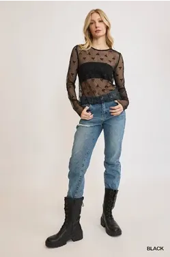 Ribbon Patterned Lace Top