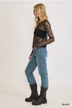 Ribbon Patterned Lace Top