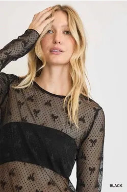 Ribbon Patterned Lace Top