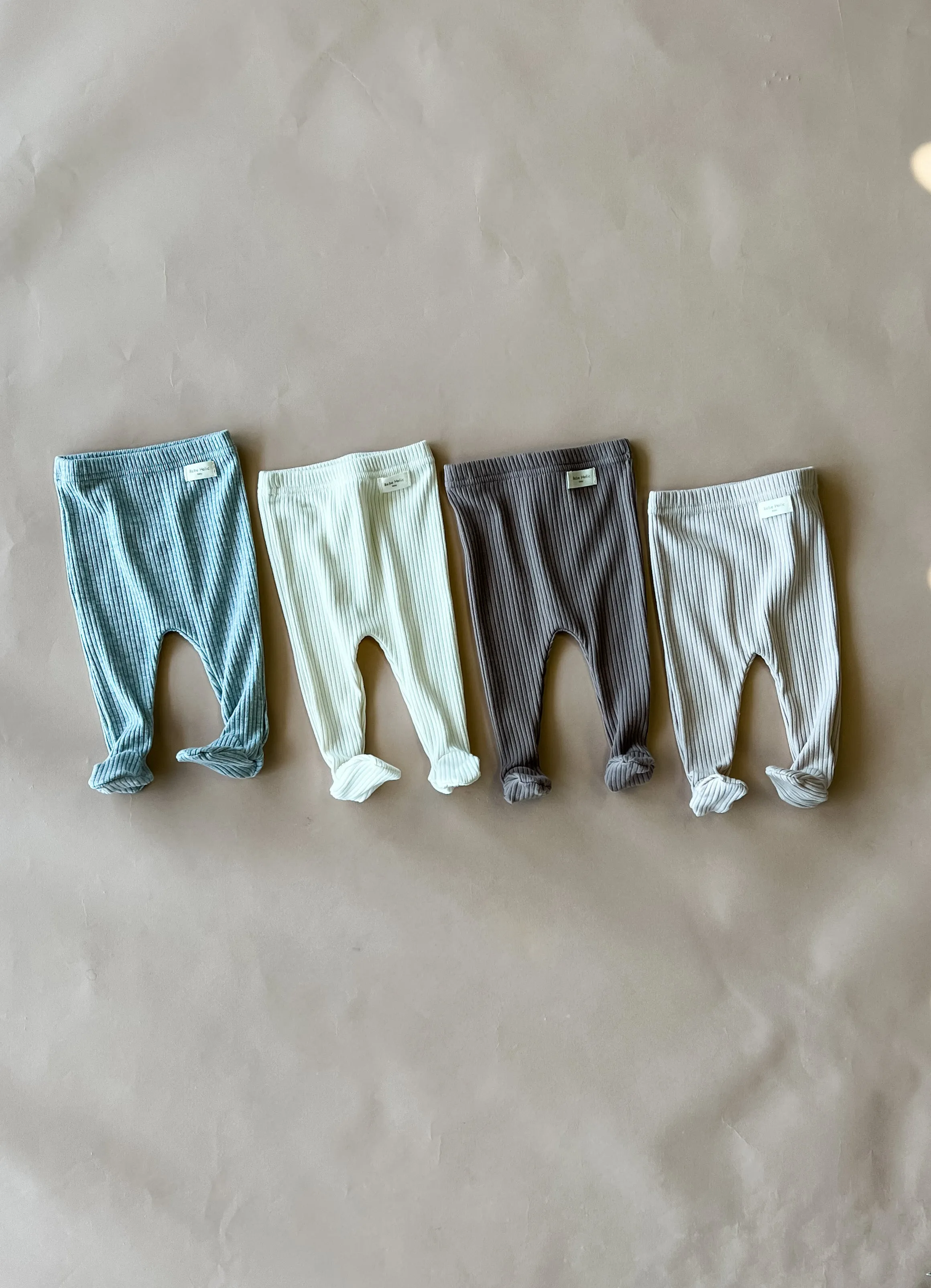Robbie Ribbed Baby Footie | Beige