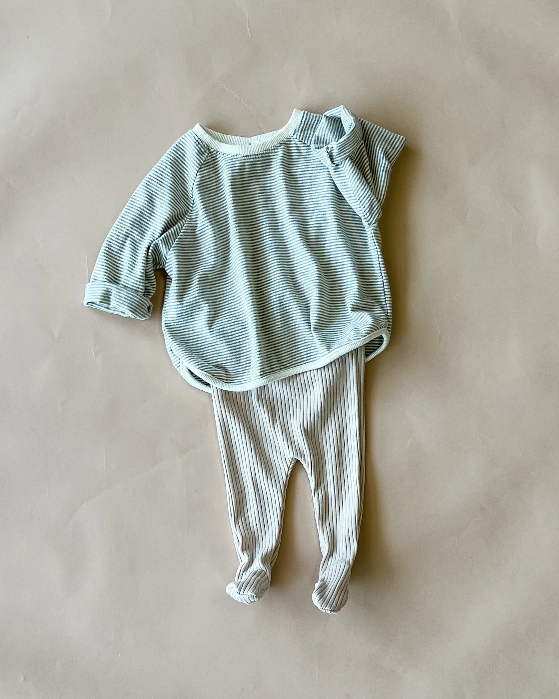 Robbie Ribbed Baby Footie | Beige