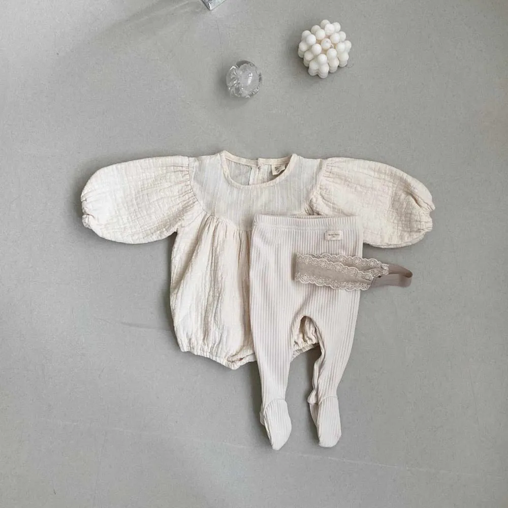 Robbie Ribbed Baby Footie | Creme
