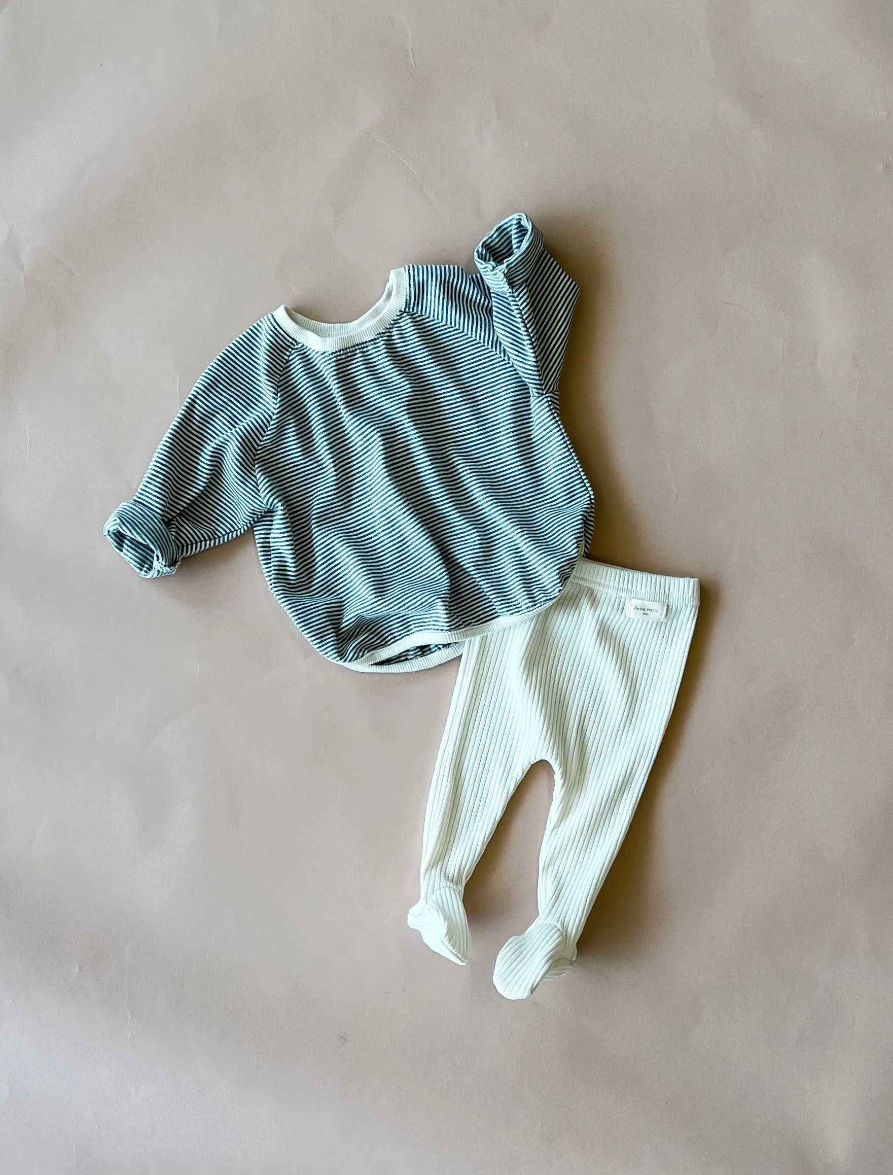 Robbie Ribbed Baby Footie | Creme