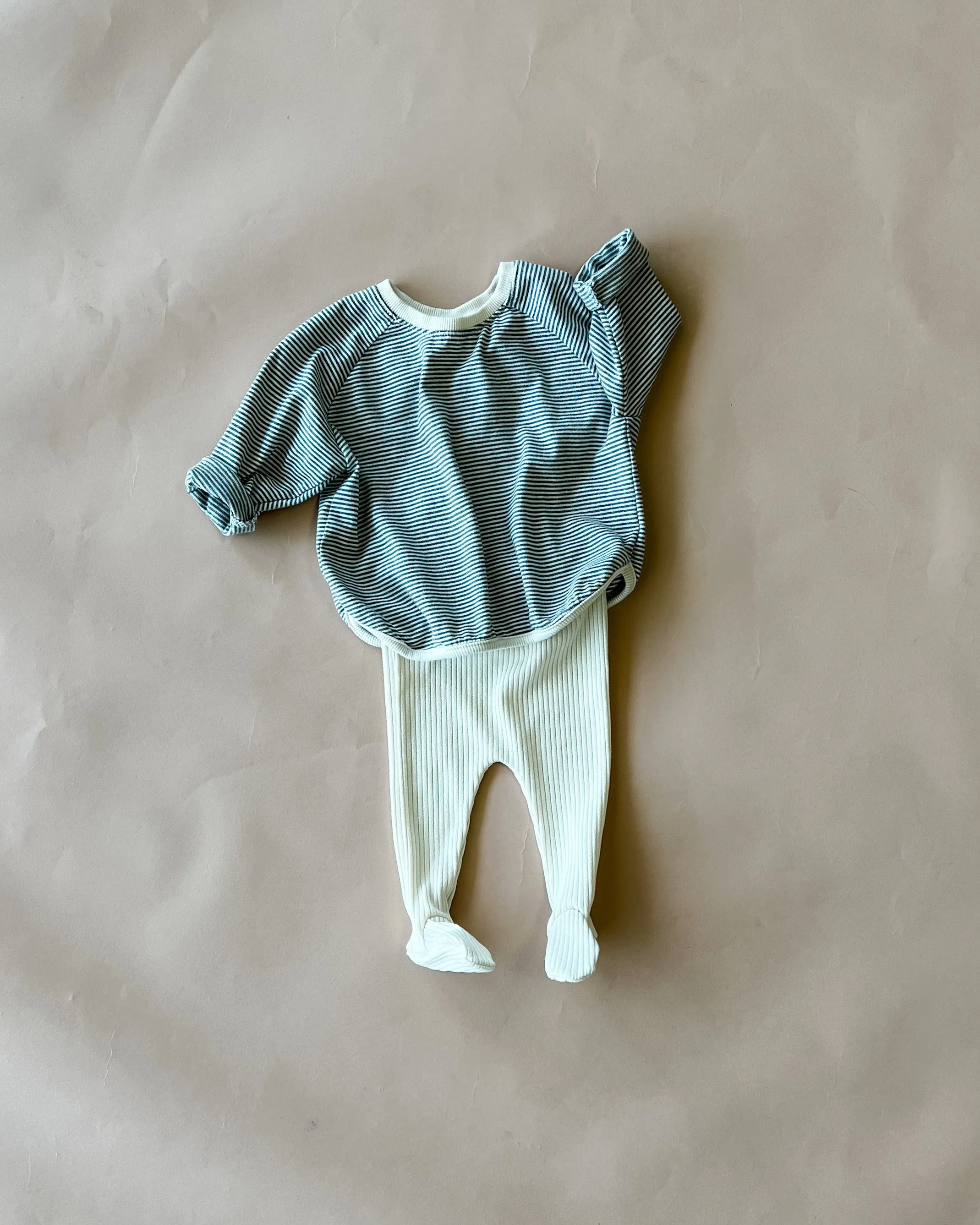 Robbie Ribbed Baby Footie | Creme