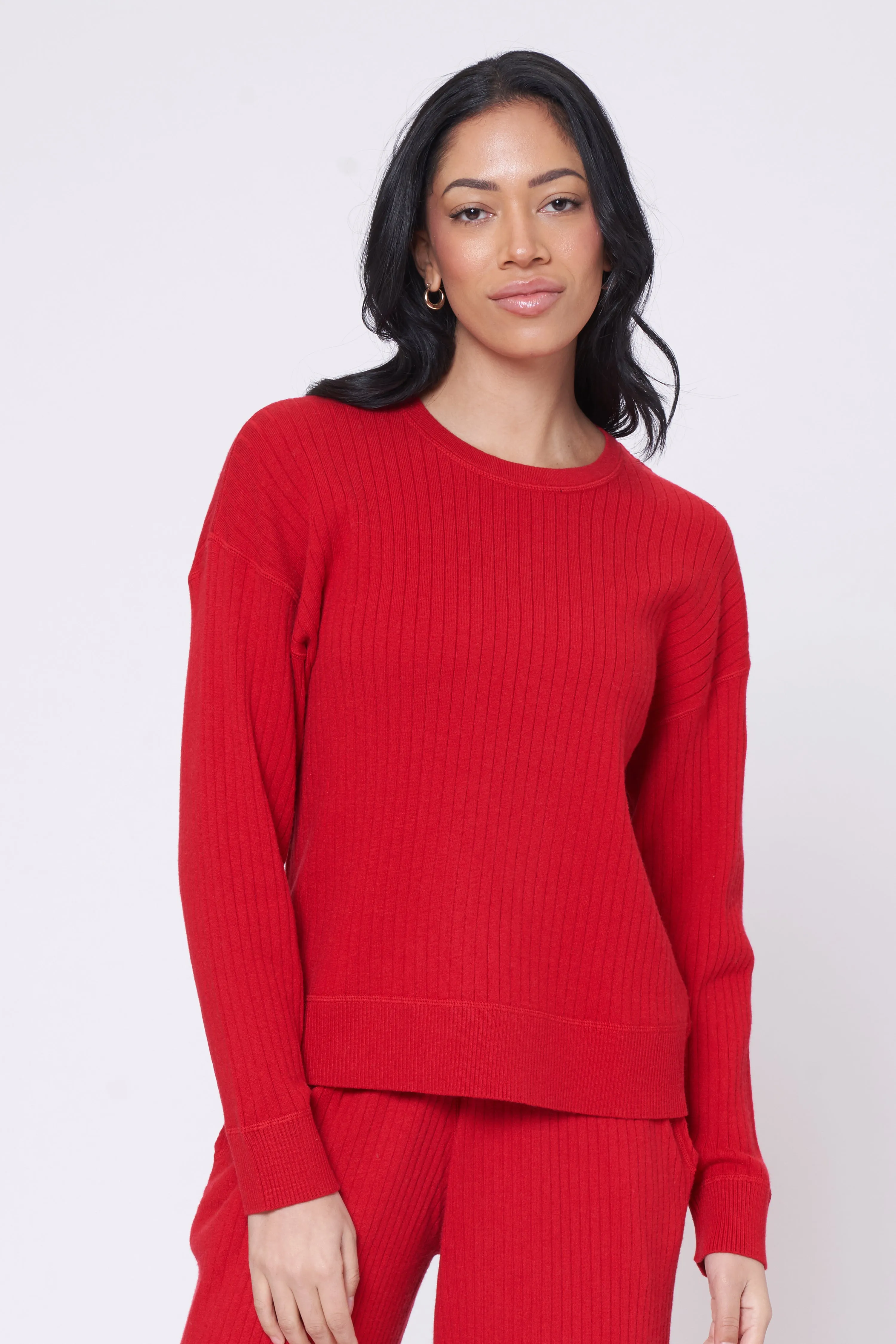 ROSEWOOD RIBBED CREW