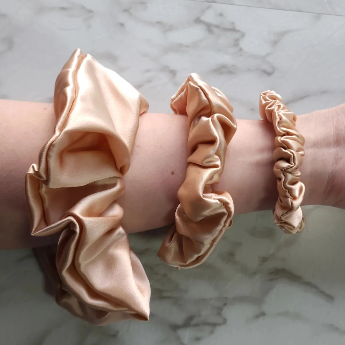 Roxie Collection Luxe 100% Mulberry Silk 30 Momme Scrunchie Beige