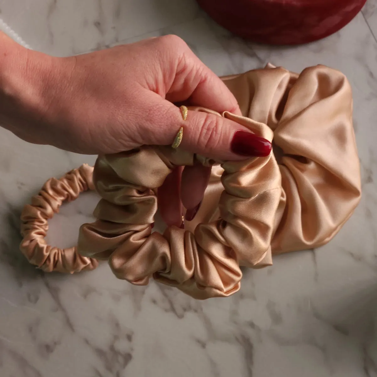 Roxie Collection Luxe 100% Mulberry Silk 30 Momme Scrunchie Beige