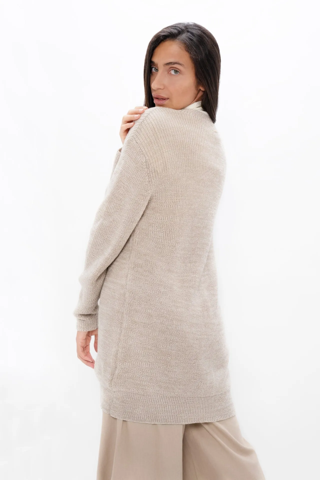 Salzburg Sand Beige Wool Cocoon Cardigan