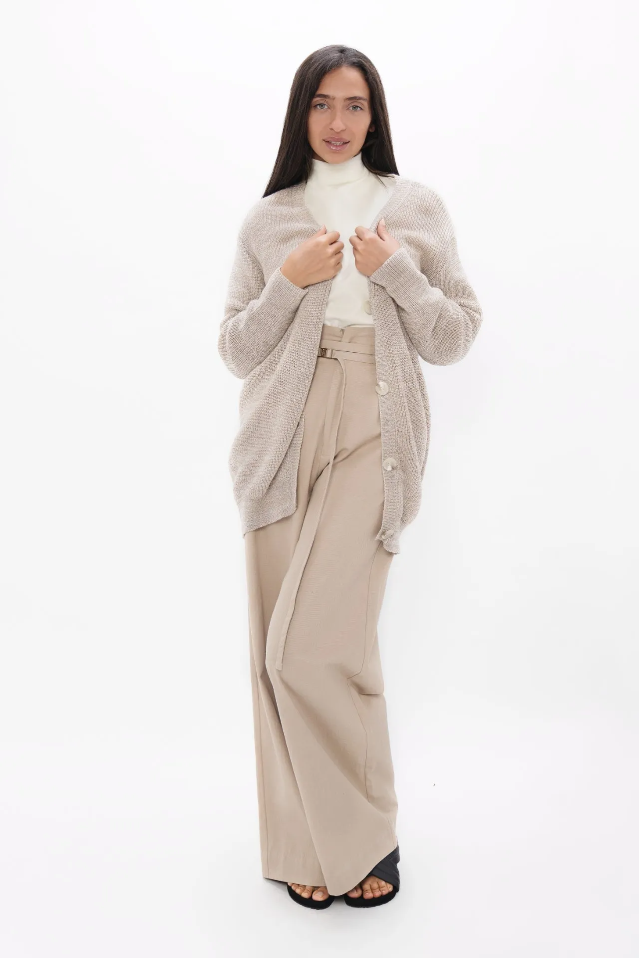 Salzburg Sand Beige Wool Cocoon Cardigan