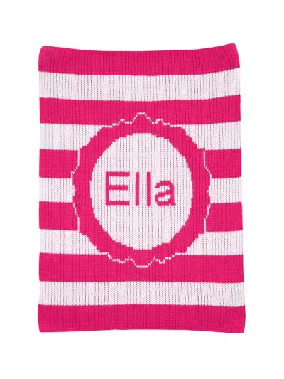 SCALLOPED MODERN STRIPE STROLLER BLANKET