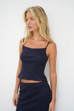 Senti Ribbed Tank - Ink Blue