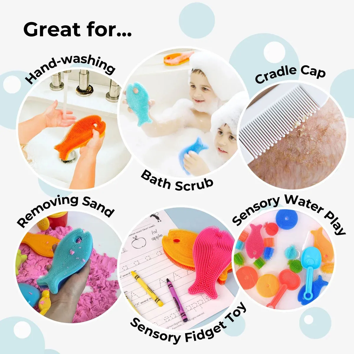 Silicone Fish Bath Scrub, Pink