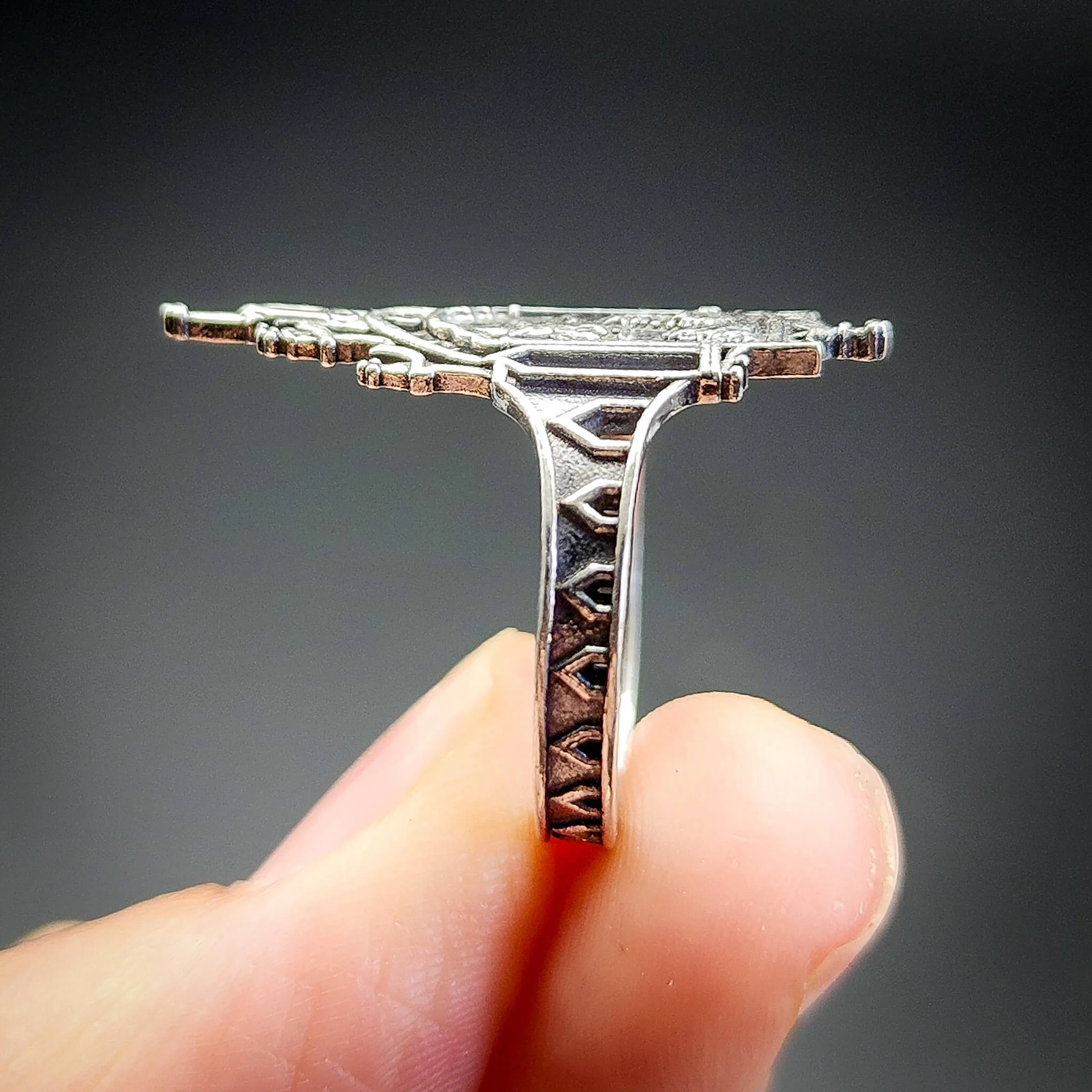 Silver Midnight Cathedral Ring