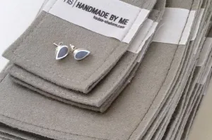 Silver minimalist concrete teardrop shape earrings