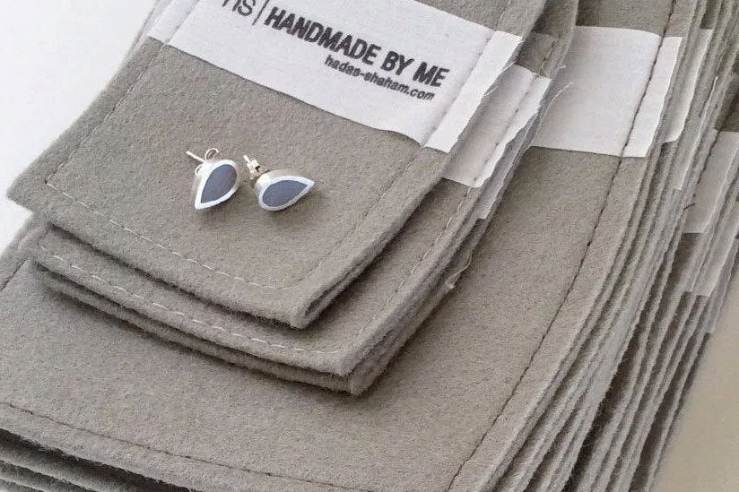 Silver minimalist concrete teardrop shape earrings