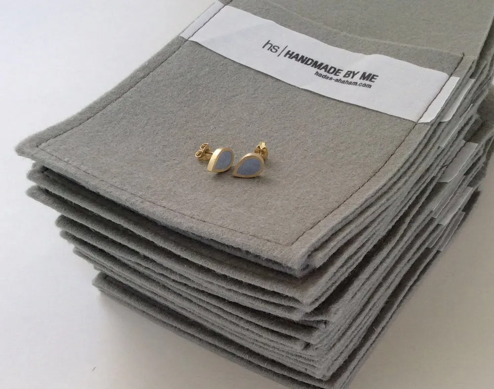 Silver minimalist concrete teardrop shape earrings
